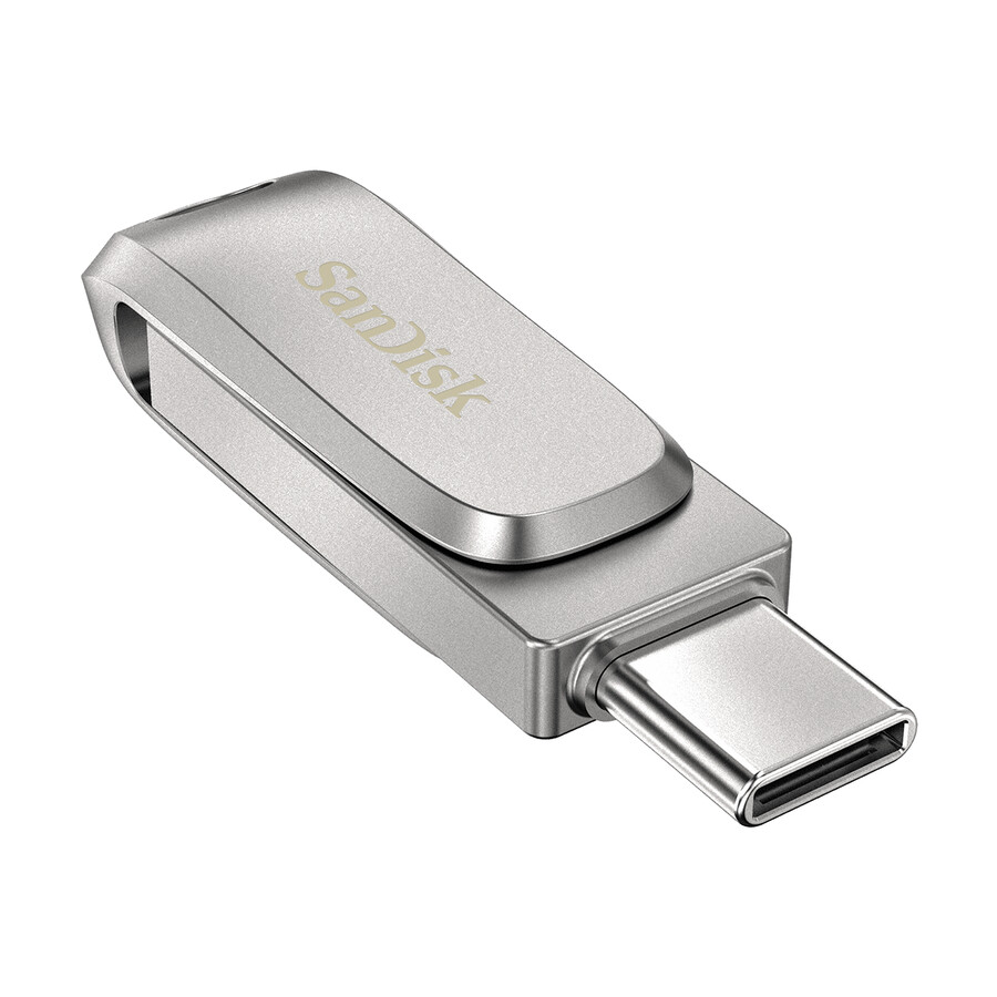 128 gb silverfärgad sandisk ultra dual drive luxe usb type-c-minne sandisk